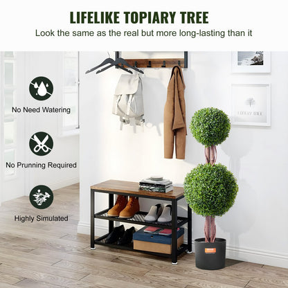 VEVOR 2 Pack 91.4cm Artificial Boxwood Topiary Tree Faux Plant UV Decor In/Outdoor