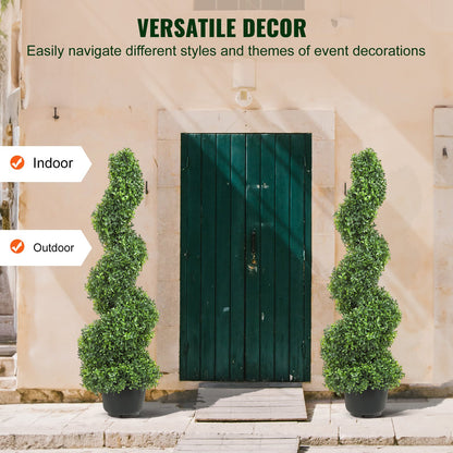 VEVOR Artificial Topiaries Boxwood Trees, 10cm Tall (2 Pieces) Faux Topiary Plant