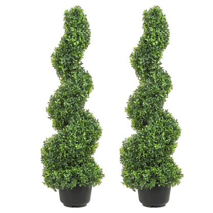 VEVOR Artificial Topiaries Boxwood Trees, 10cm Tall (2 Pieces) Faux Topiary Plant
