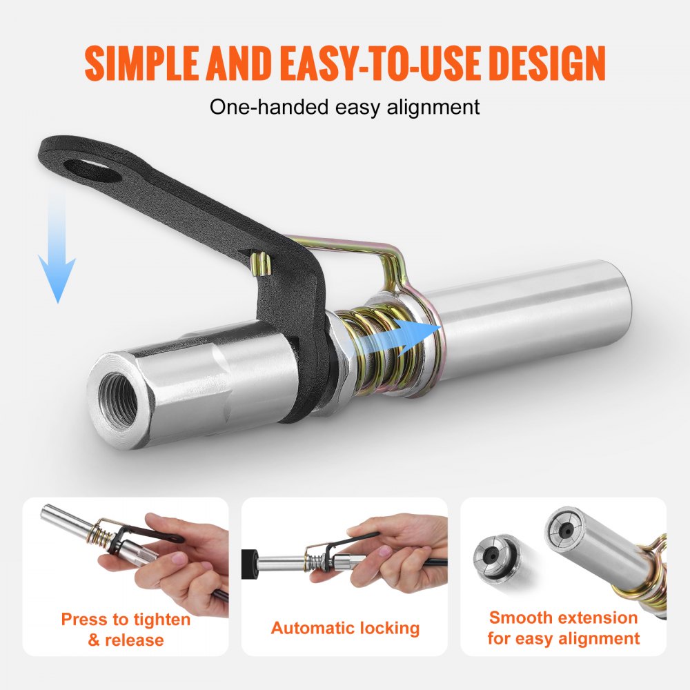 VEVOR Grease Gun Coupler 2 Pack High Pressure Quick Release Oil Nozzle 10000 PSI