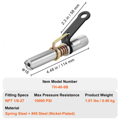 VEVOR Grease Gun Coupler 2 Pack High Pressure Quick Release Oil Nozzle 10000 PSI