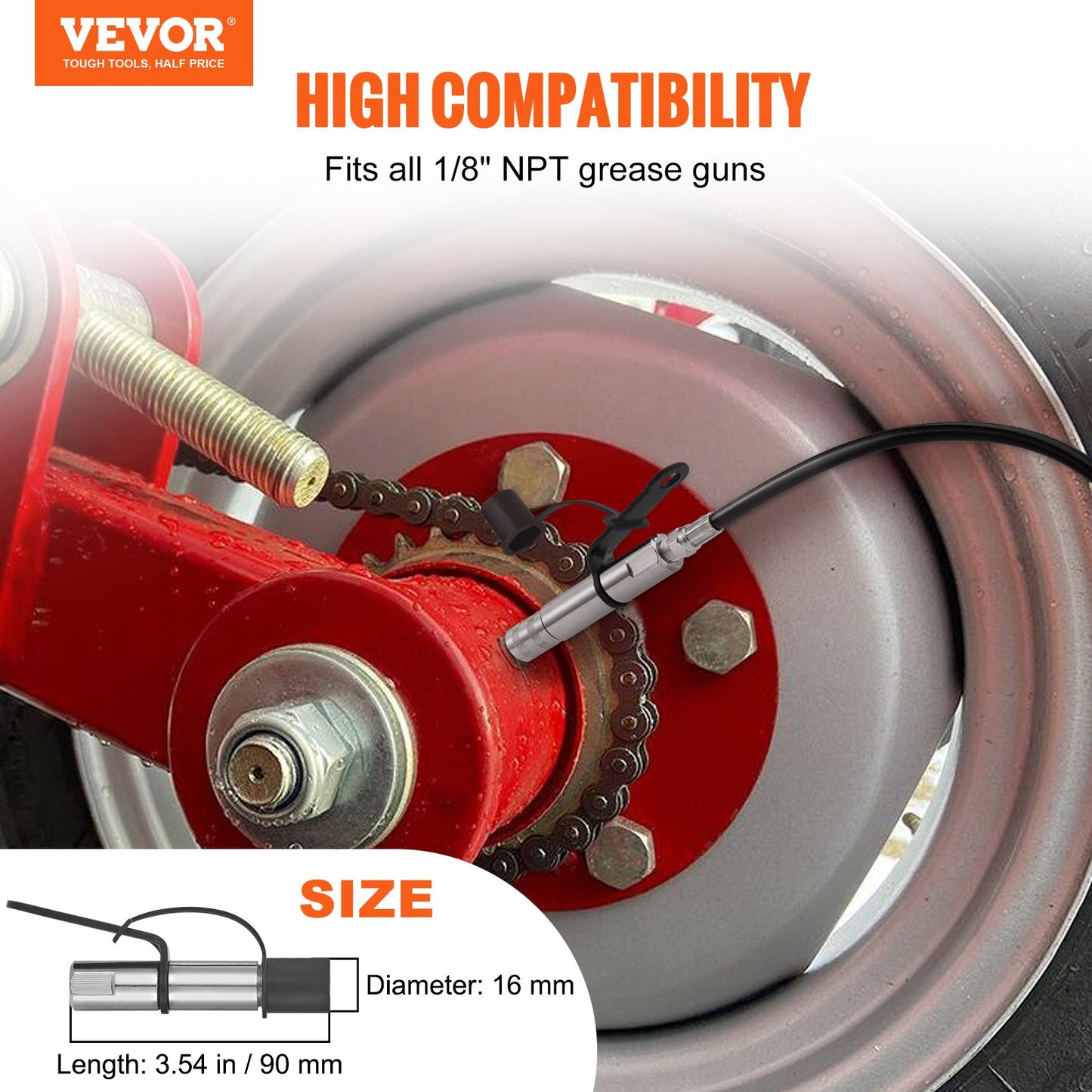 VEVOR Grease Gun Coupler High Pressure Quick Release Lock Oil Nozzle 10000 PSI