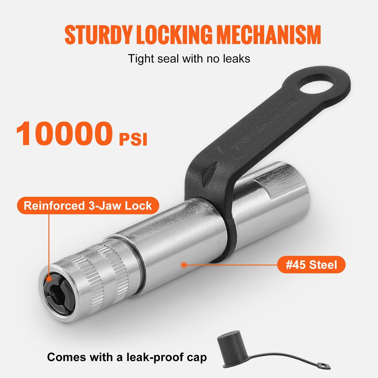 Grease Gun Coupler 2 PCS, 10000 PSI High Pressure, 3-Jaw Locking Quick Release Grease Gun Tip with Hose/Cleaner/Extension Needle/Leak-Proof Cap, Compatible with All Grease Guns 1/8" NPT Fittings