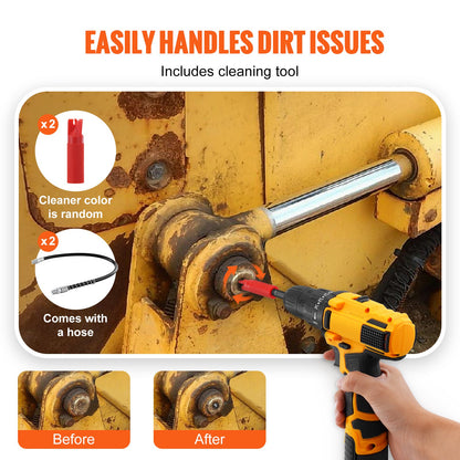 Grease Gun Coupler 2 PCS, 10000 PSI High Pressure, 3-Jaw Locking Quick Release Grease Gun Tip with Hose/Cleaner/Extension Needle/Leak-Proof Cap, Compatible with All Grease Guns 1/8" NPT Fittings