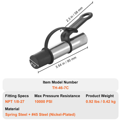 High Pressure Quick Release Grease Gun Coupler, 2 Pack, 10000 PSI, 0.42 kg