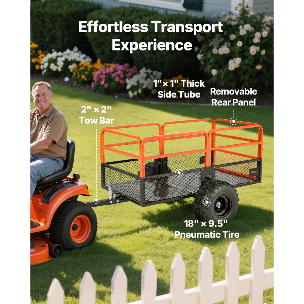 VEVOR Dump Trailer 800 kg 28 Cu. Ft Tow Behind Steel Garden Yard Trailer Cart