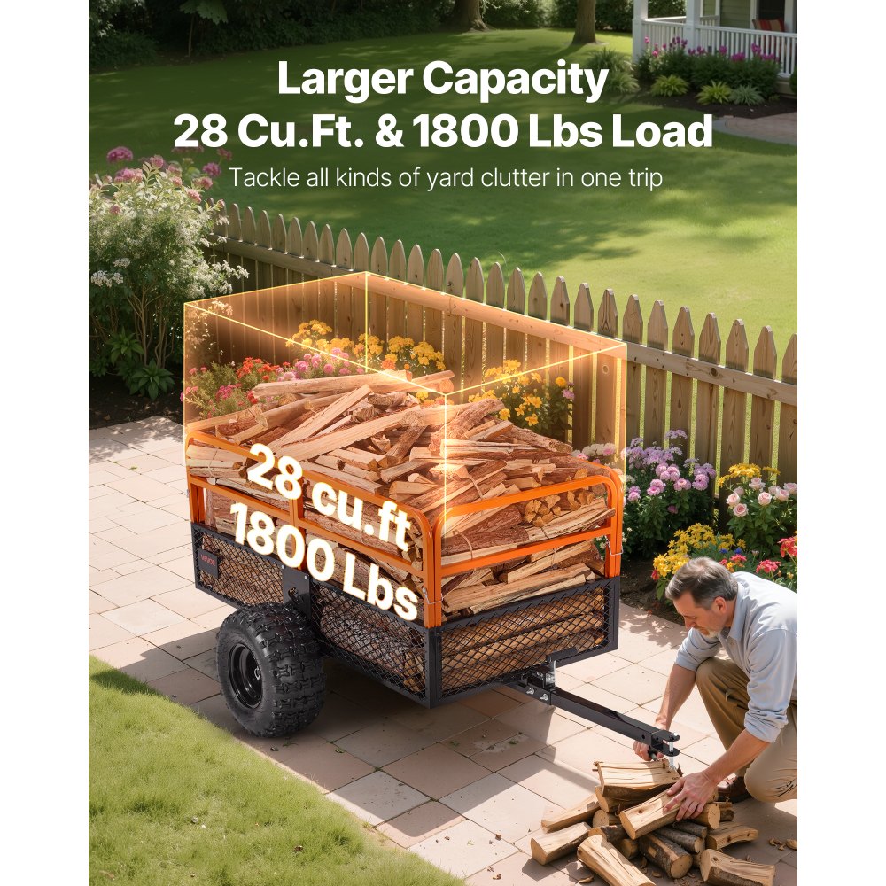 VEVOR Dump Trailer 800 kg 28 Cu. Ft Tow Behind Steel Garden Yard Trailer Cart