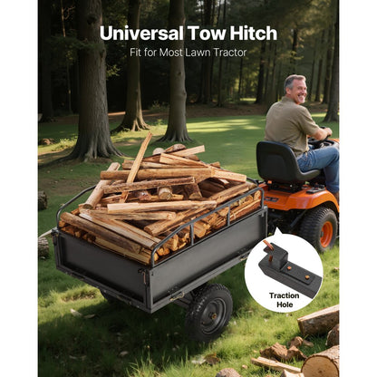 VEVOR Steel Dump Cart 10 Cu. Ft 227 kg for ATV/UTV Trailer Tow Behind Heavy Duty