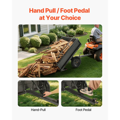 VEVOR Steel Dump Cart 10 Cu. Ft 227 kg for ATV/UTV Trailer Tow Behind Heavy Duty