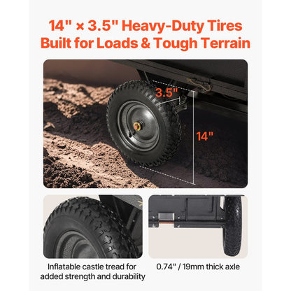 VEVOR Steel Dump Cart 10 Cu. Ft 227 kg for ATV/UTV Trailer Tow Behind Heavy Duty