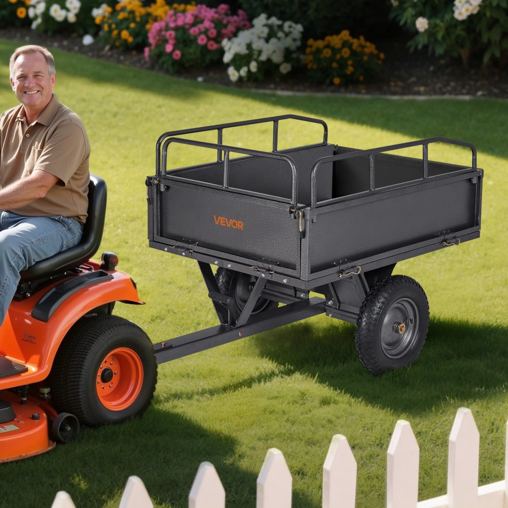 VEVOR Steel Dump Cart 10 Cu. Ft 227 kg for ATV/UTV Trailer Tow Behind Heavy Duty