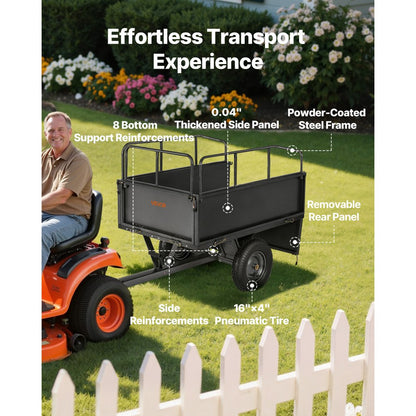 VEVOR Steel Dump Cart 17 Cu. Ft 272 kg for ATV/UTV Trailer Tow Behind Heavy Duty