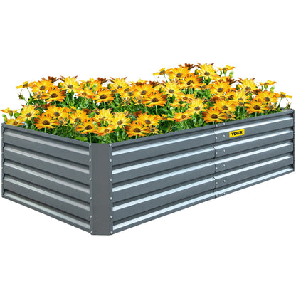 Large Galvanized Steel Raised Garden Bed, 2.03 x 1.02 x 0.48 m, Gray Planter Box
