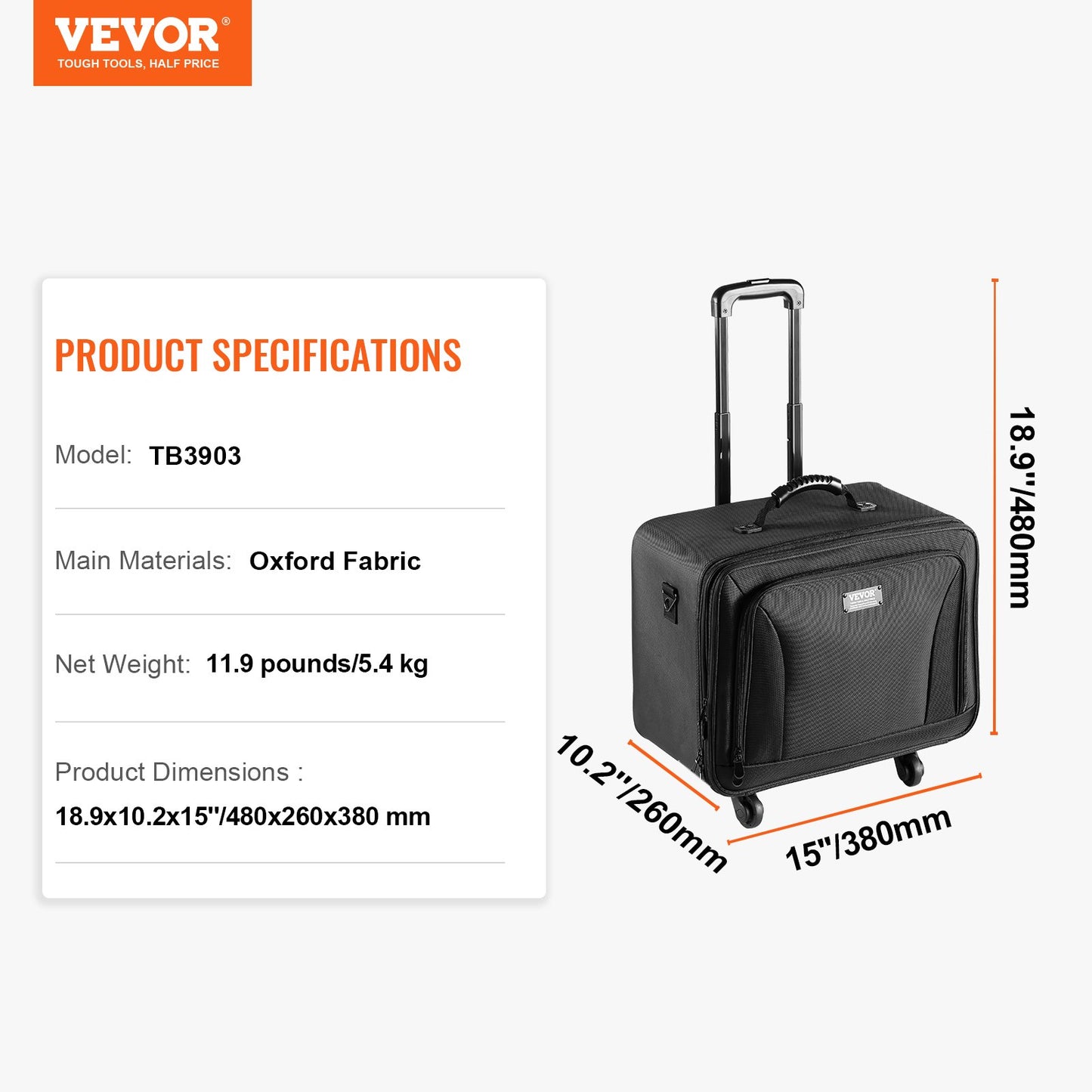 VEVOR Rolling Makeup Train Case Large Storage 3 Tiers, Convenient Carry With Handle,