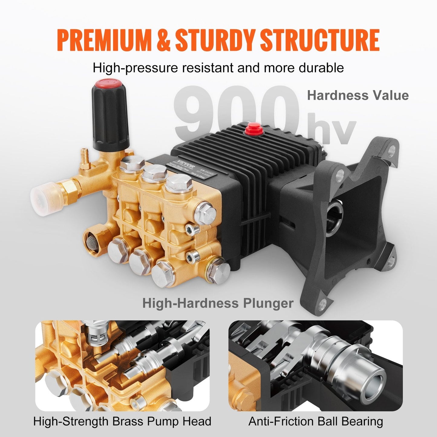 Pressure Washer Pump 25.4 mm Shaft, 4400 PSI, 4 GPM, Triplex Plunger Replacement
