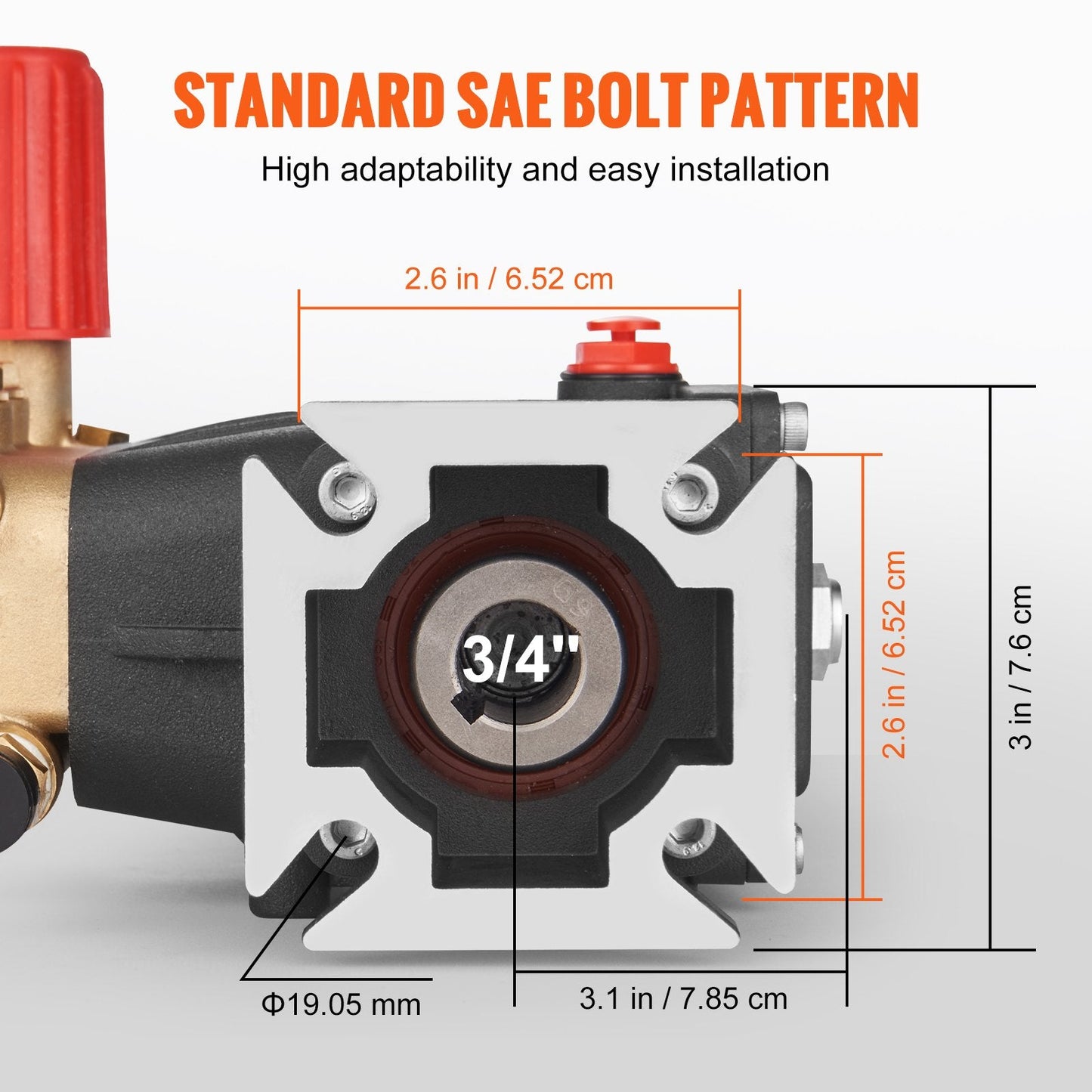 High-Performance 19 mm Shaft Triplex Plunger Pump, 3700 PSI, 2.5 GPM