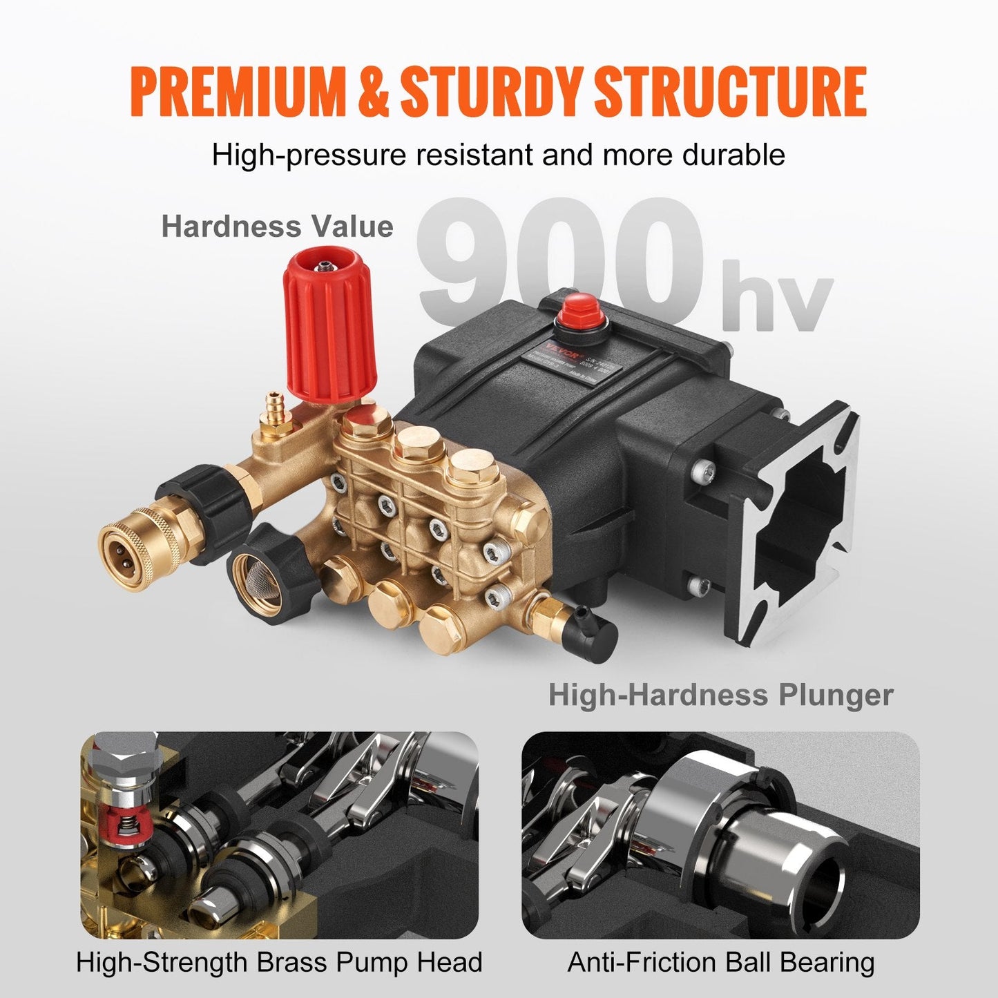 High-Performance 19 mm Shaft Triplex Plunger Pump, 3700 PSI, 2.5 GPM
