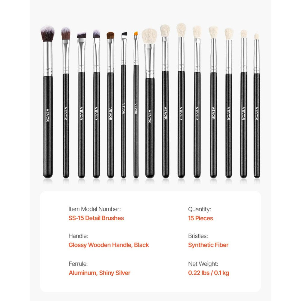 15PCS Makeup Brush Set for Foundation Blending Eyeshadow with Soft Bristle