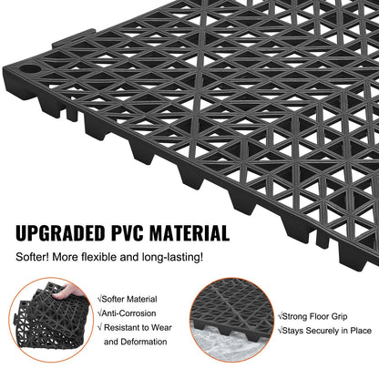 Modular Interlocking Floor Tiles, 50-Pack, 30x30cm, Non-Slip PVC Mats, Black