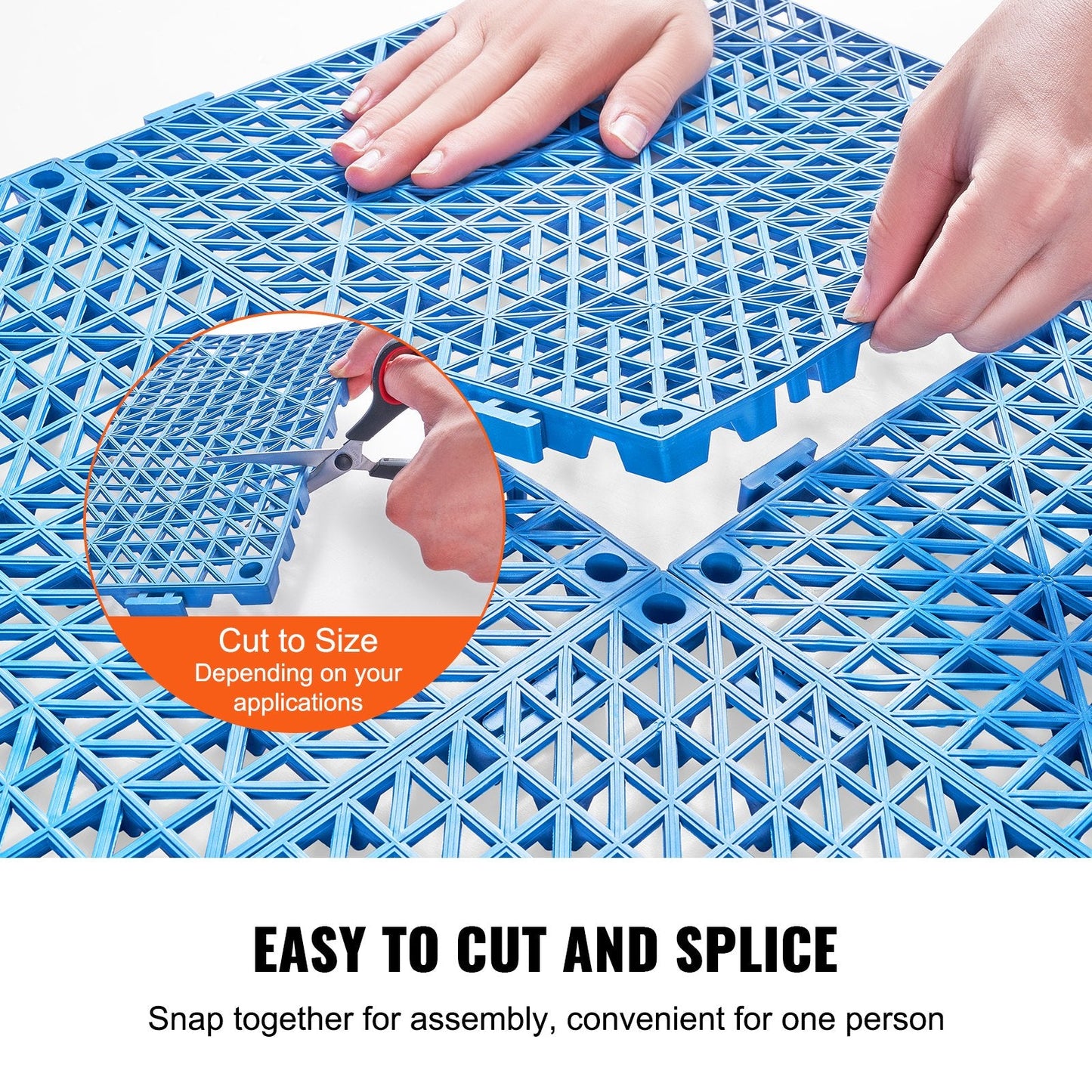 Modular Interlocking PVC Drainage Mats, 50-Pack, 30x30 cm, Non-Slip, Blue