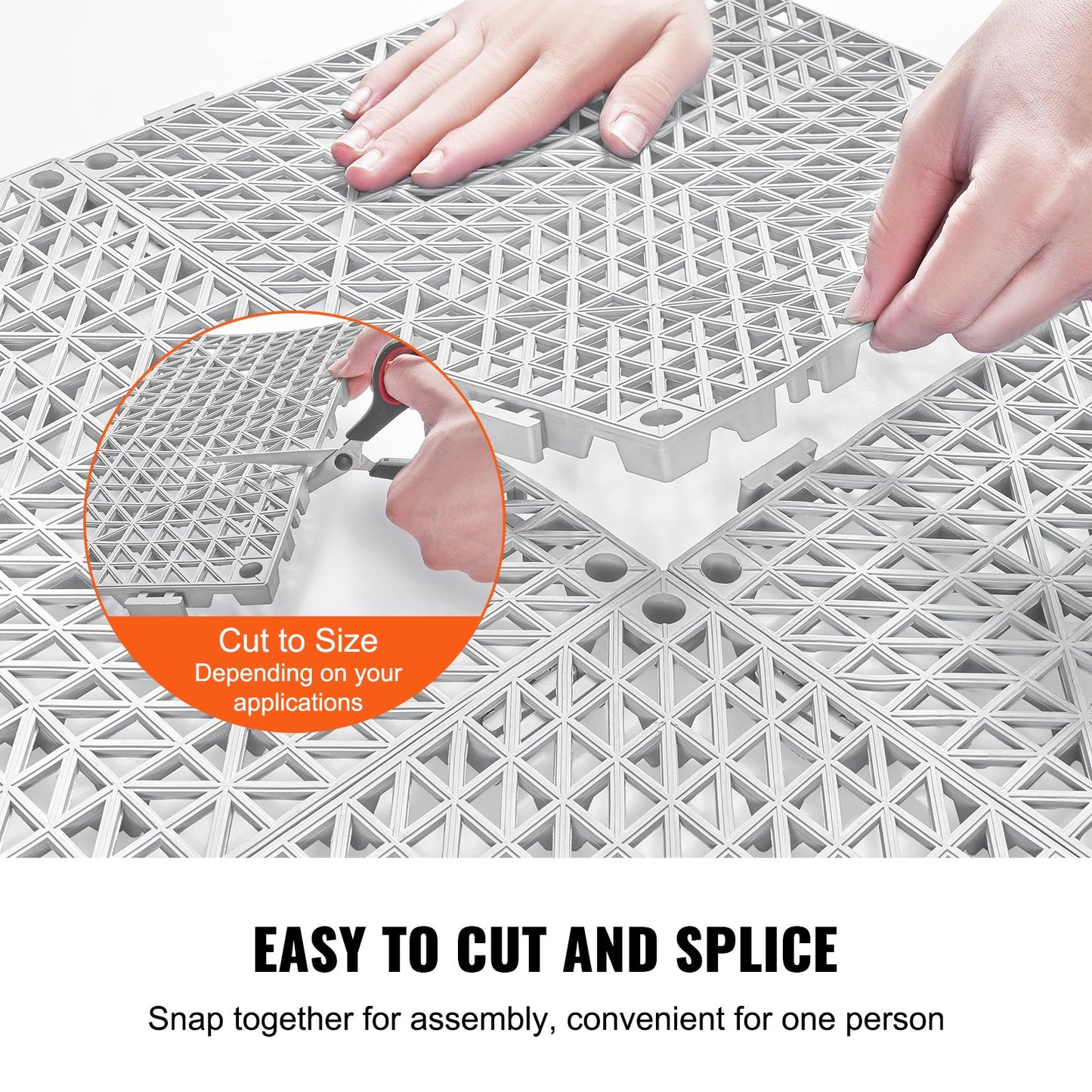 VEVOR Modular Interlocking Cushion, 12 Pack 30 x 30 cm Splicing Drainage Mats, Soft