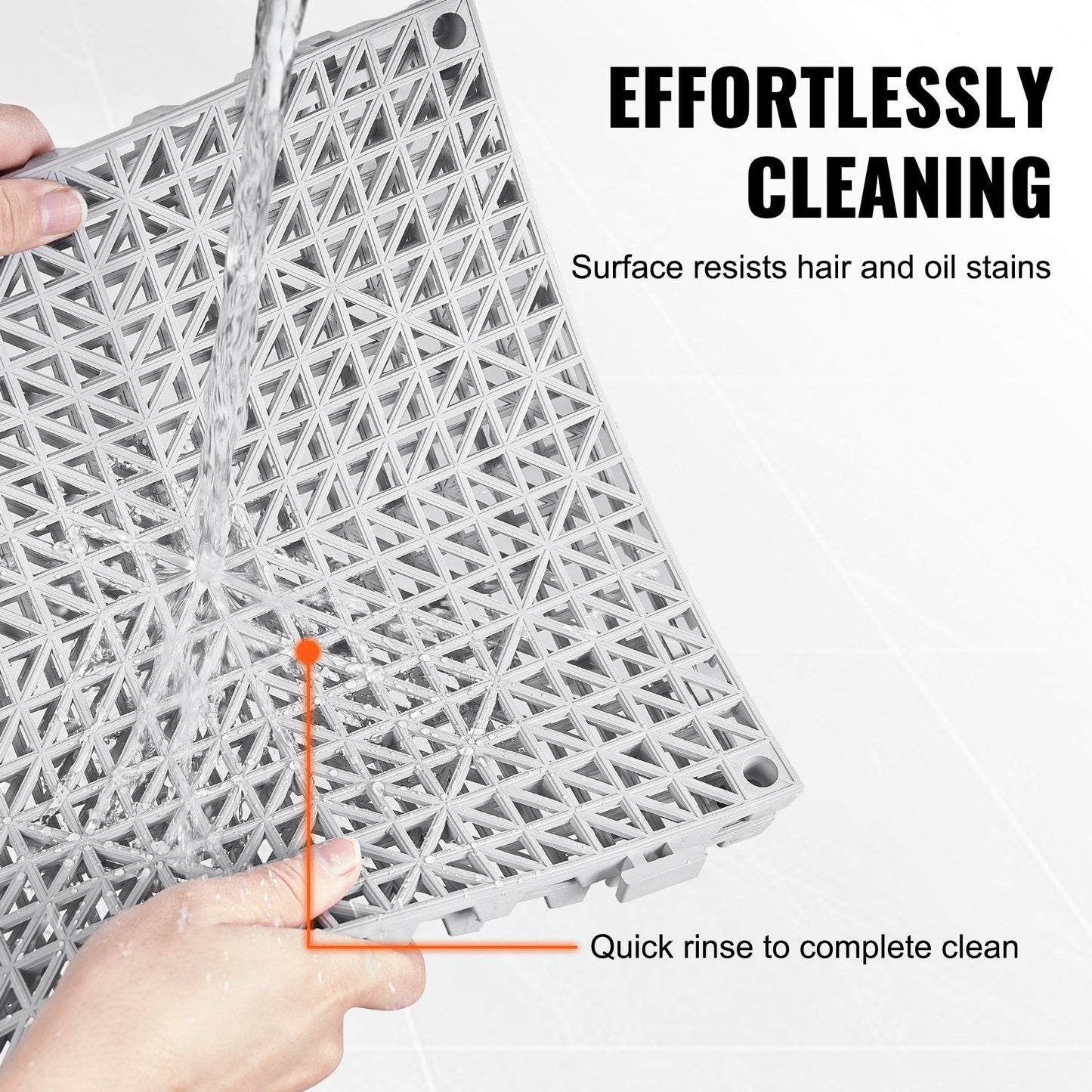 Interlocking PVC Drainage Mats, 12-Pack, 30x30cm, Non-Slip, Gray, Versatile Use