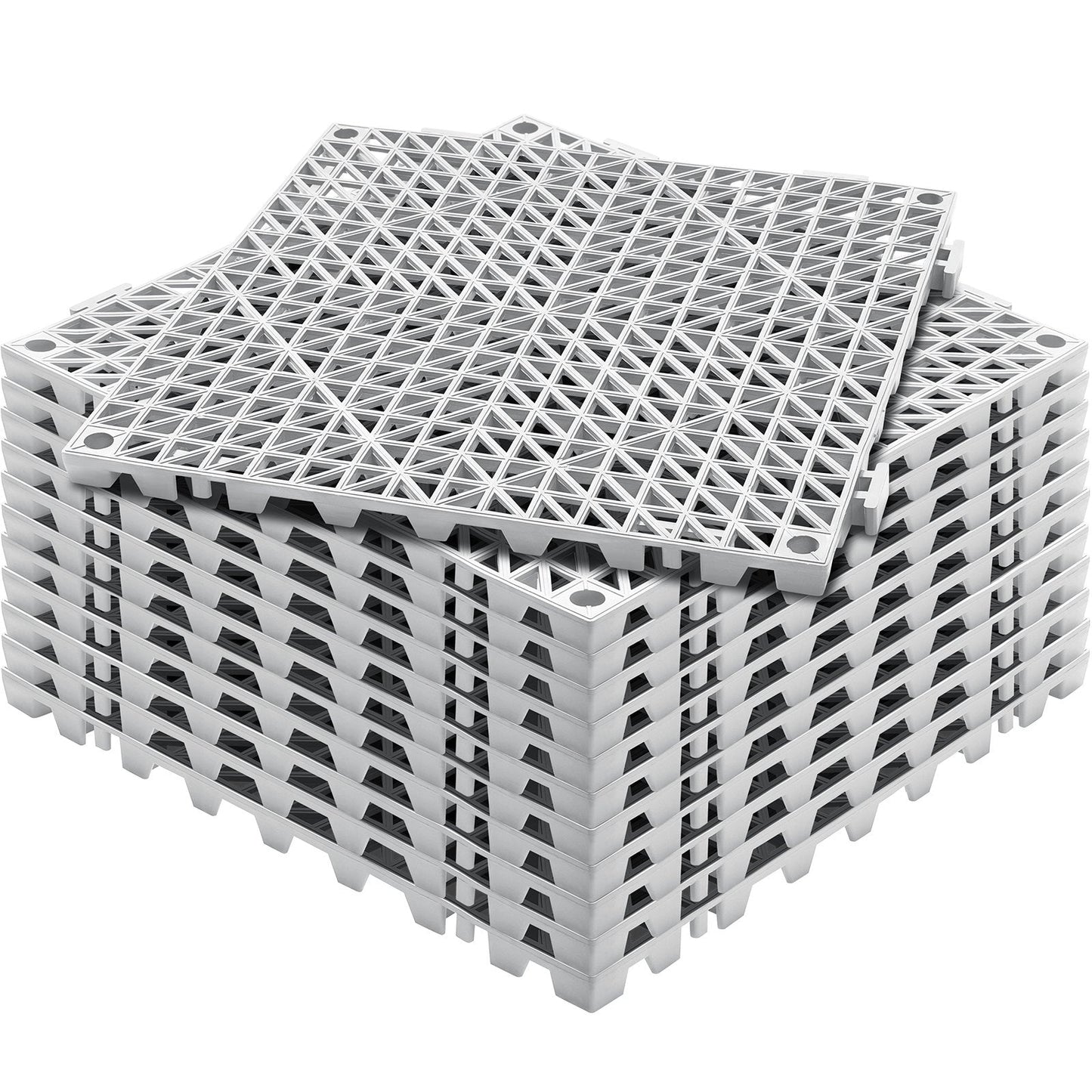 Interlocking PVC Drainage Mats, 12-Pack, 30x30cm, Non-Slip, Gray, Versatile Use