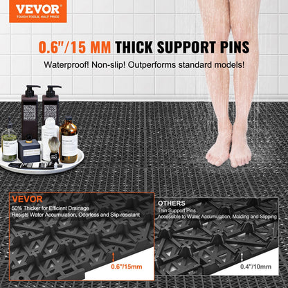 Modular Interlocking PVC Floor Tiles, 55-Pack, 0.3m x 0.3m, Non-Slip & Waterproof