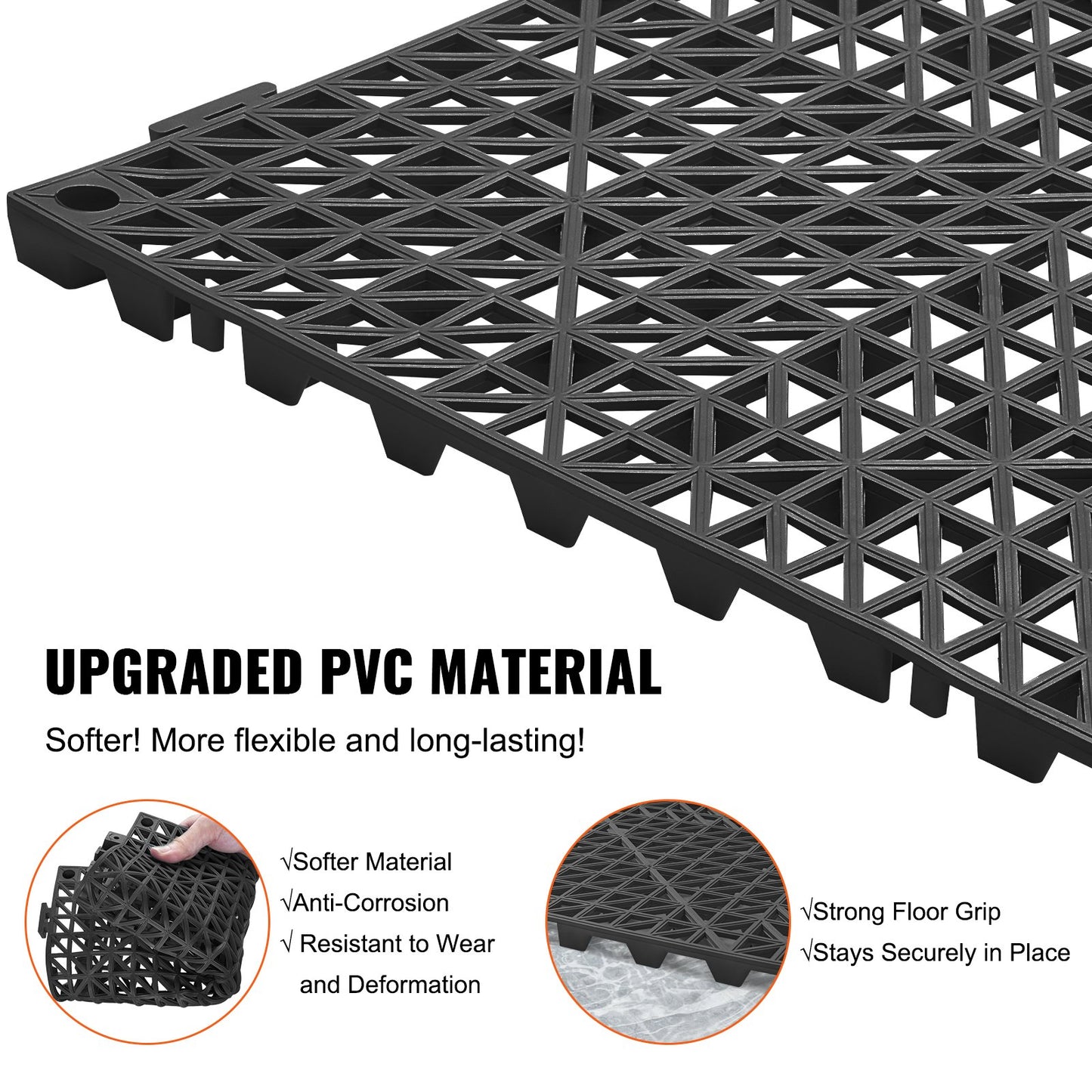 VEVOR Modular Interlocking Cushion, 55 Pack 30 x 30 cm Splicing Drainage Mats, PVC
