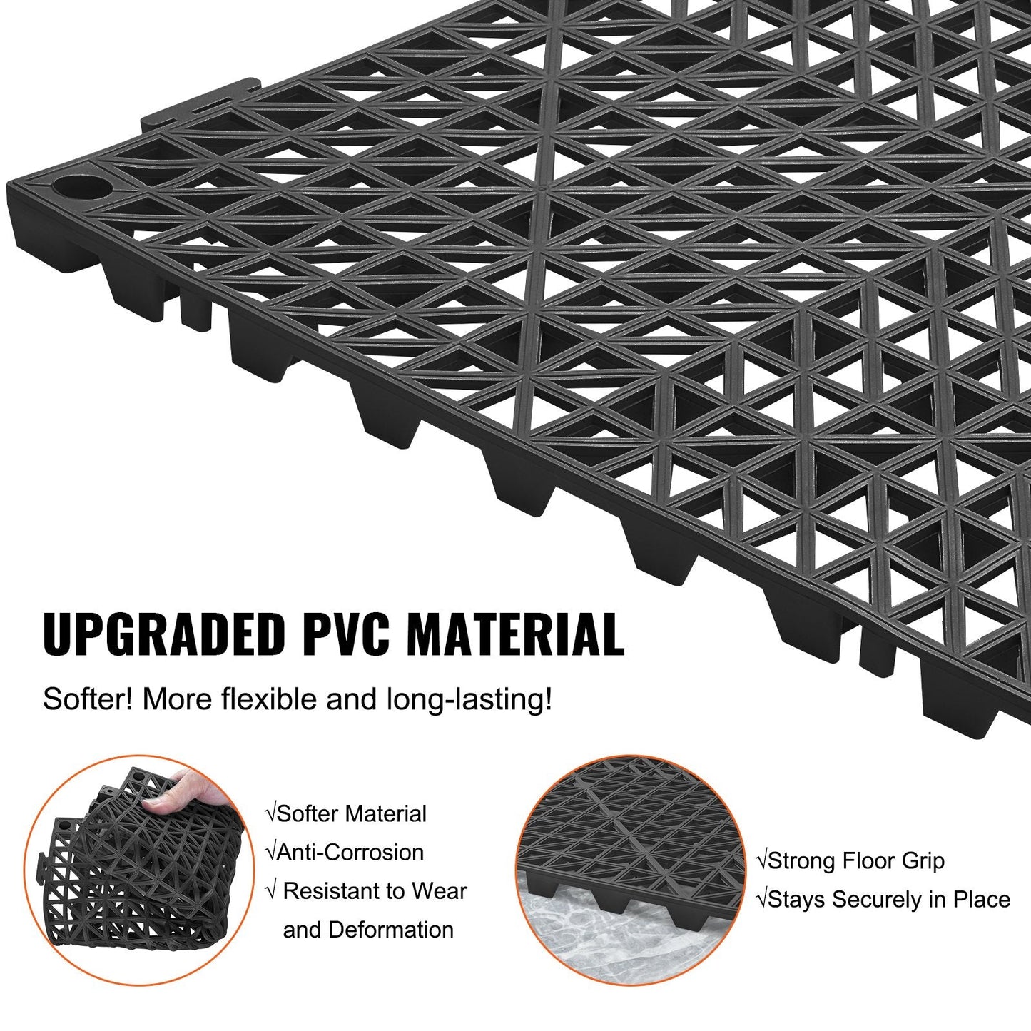 Modular Interlocking PVC Floor Tiles, 55-Pack, 0.3m x 0.3m, Non-Slip & Waterproof
