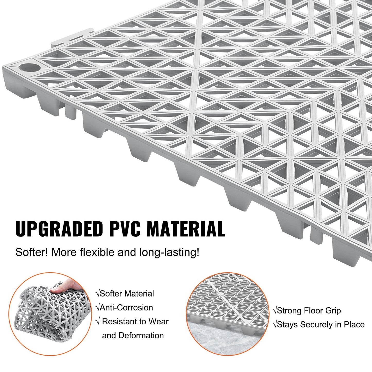 VEVOR Modular Interlocking Cushion, 55 Pack 30 x 30 cm Splicing Drainage Mats, Soft