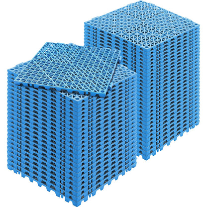 Interlocking PVC Drainage Floor Tiles, 55-Piece Set, 0.3m x 0.3m, Blue