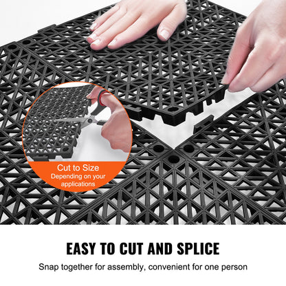 VEVOR Modular Interlocking Cushion, 12 Pack 30 x 30 cm Splicing Drainage Mats, PVC