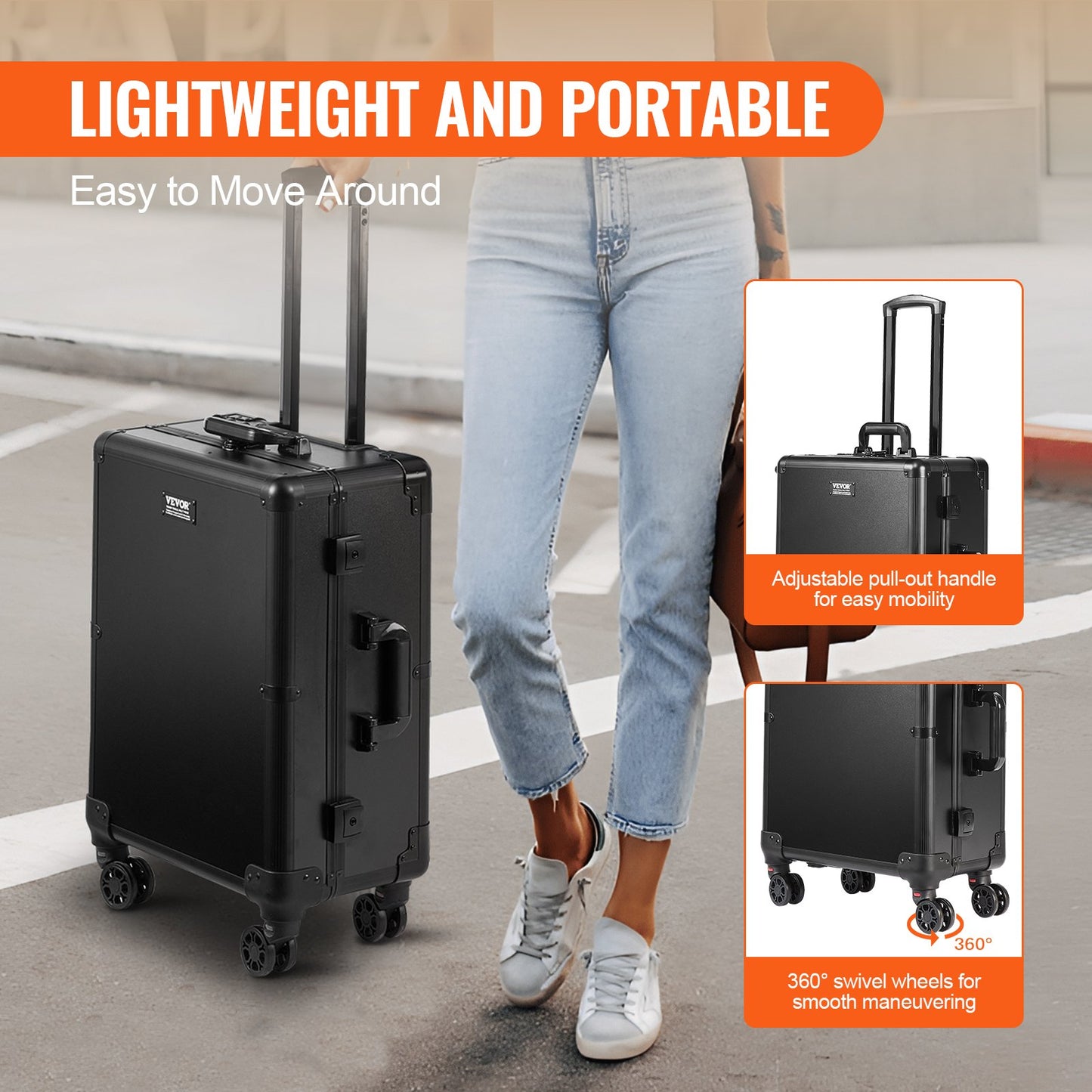 VEVOR Professional Rolling Makeup Train Case Cosmetic Storage Free Standing