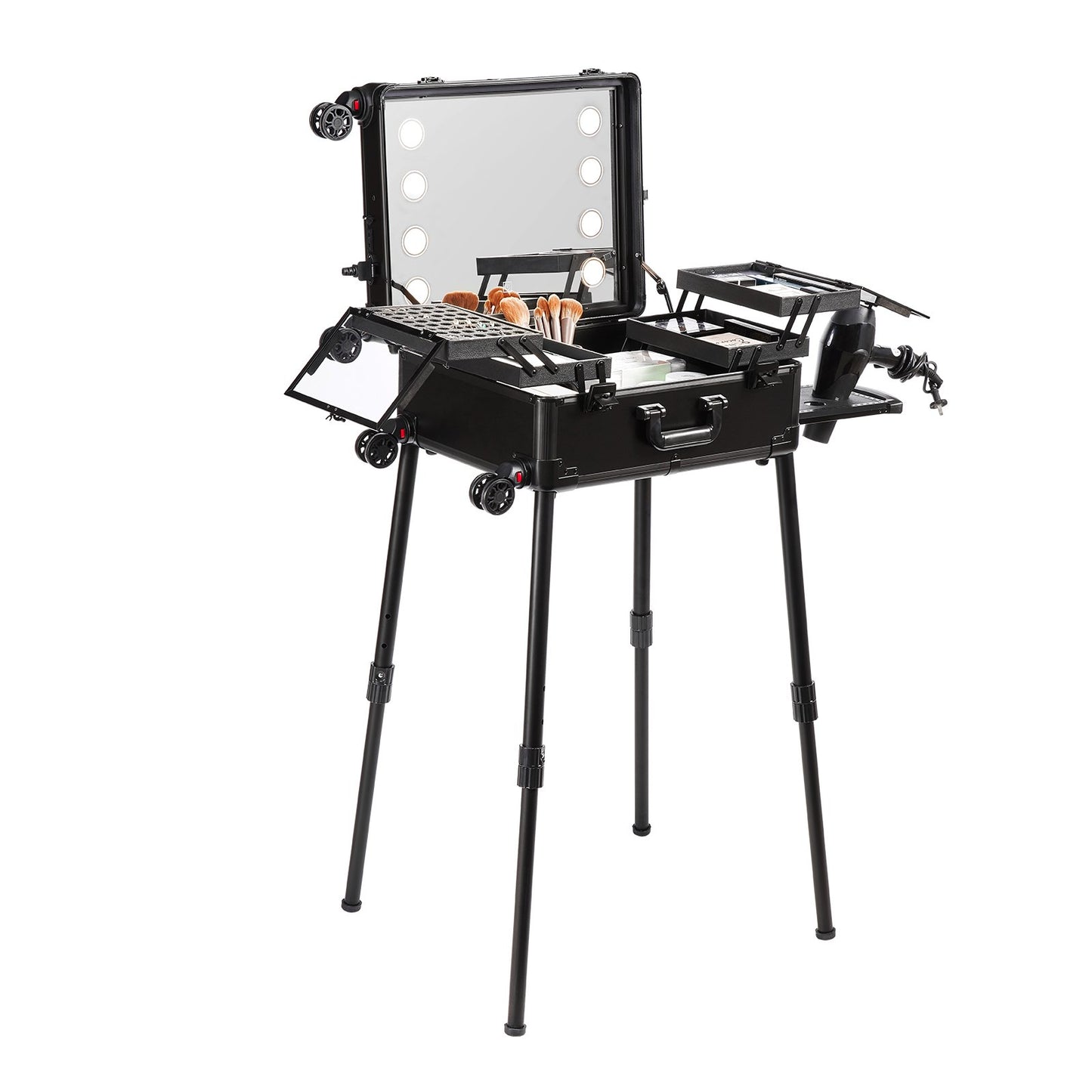 VEVOR Professional Rolling Makeup Train Case Cosmetic Storage Free Standing