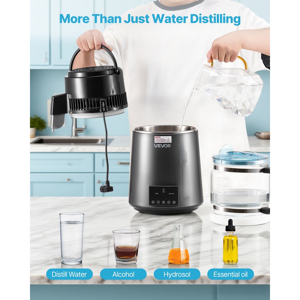 4L Water Distiller Home Countertop Purifier Machine 1750W Stainless Steel