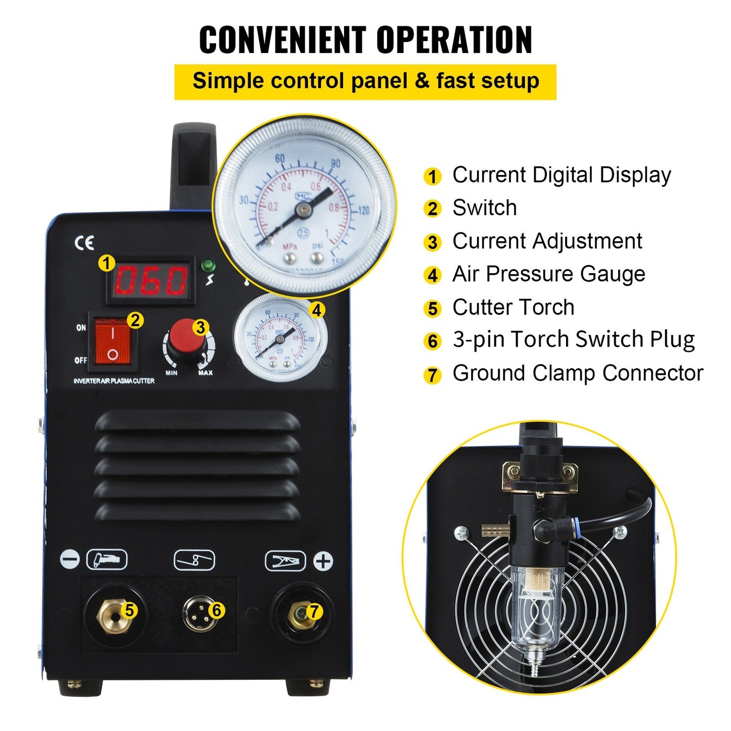 VEVOR ICUT60 Air Plasma Cutter 60A Inverter Plasma Cutting Machine 220V Touch