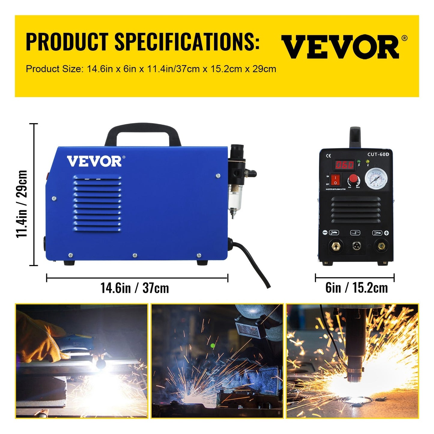 VEVOR ICUT60 Air Plasma Cutter 60A Inverter Plasma Cutting Machine 220V Touch