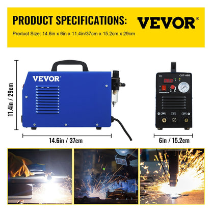 60A Air Plasma Cutter, 14mm Capacity, 220V Inverter Machine