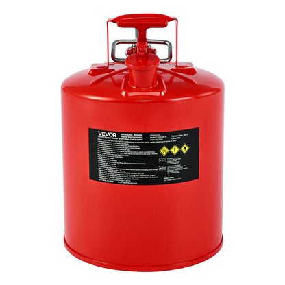 Safety Gas Can, 19 L Type II Red Safety Can for Gasoline with Stainless Steel Flame Arrester, Self-Closing Lid, and Flexible Metal Spout, Carbon Steel Flammable Storage with Ergonomic Handle