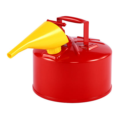 Safety Gas Can, 9.5 L Type I Red Safety Can for Gasoline with Stainless Steel Flame Arrester, Self-Closing Lid, and PE Funnel, Carbon Steel Flammable Storage Container with Ergonomic Handle