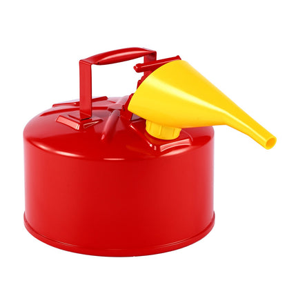 Safety Gas Can, 9.5 L Type I Red Safety Can for Gasoline with Stainless Steel Flame Arrester, Self-Closing Lid, and PE Funnel, Carbon Steel Flammable Storage Container with Ergonomic Handle