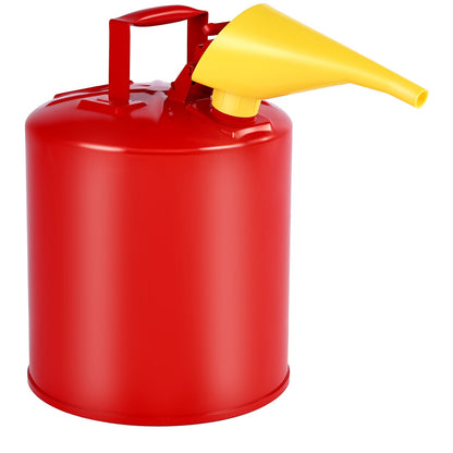 Safety Gas Can, 19 L Type I Red Safety Can for Gasoline with Stainless Steel Flame Arrester, Self-Closing Lid, and PE Funnel, Carbon Steel Flammable Fuel Storage Container with Ergonomic Handle