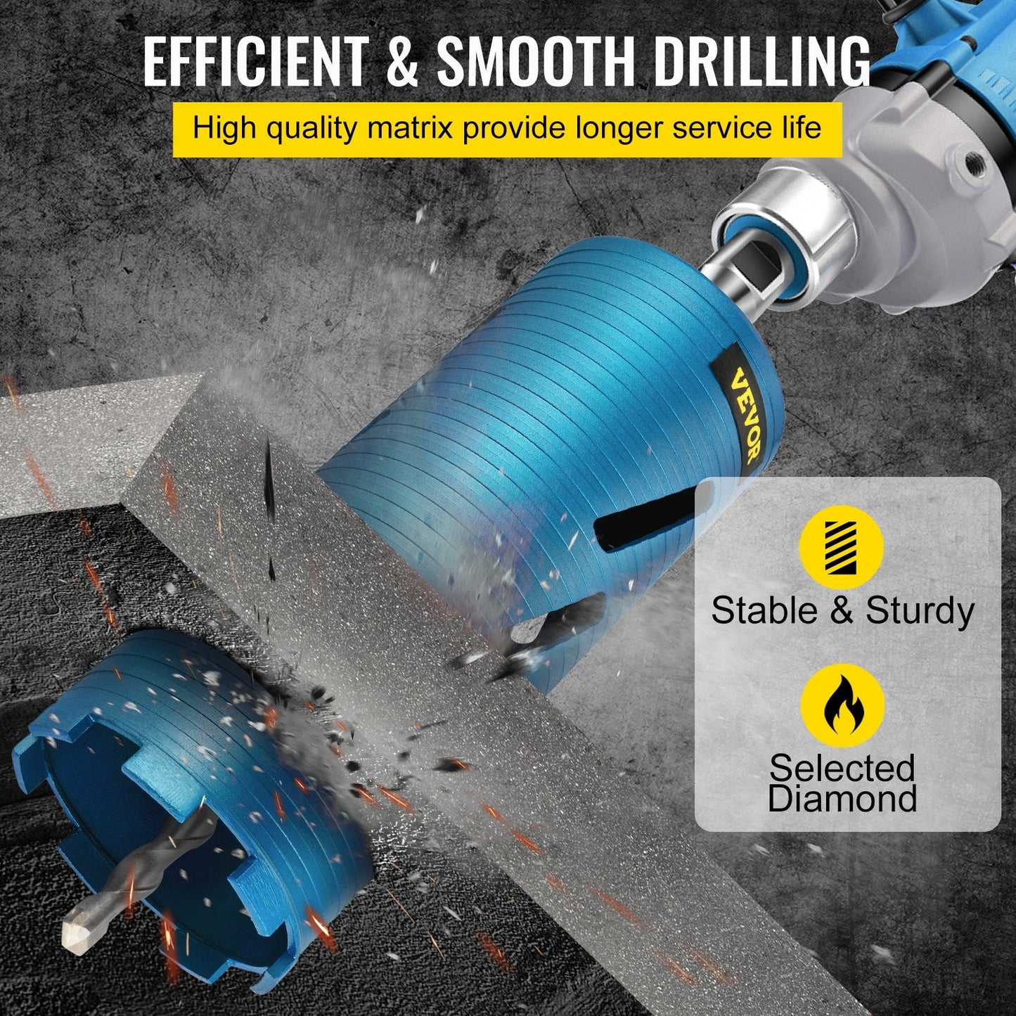 Dry Core Drill Bit, 108 mm Diameter, 241 mm Depth for Concrete and Masonry