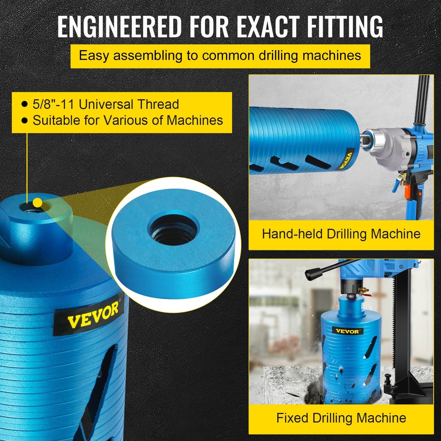 Dry Core Drill Bit, 108 mm Diameter, 241 mm Depth for Concrete and Masonry