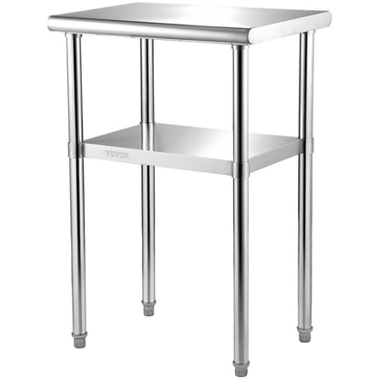 VEVOR 650x457mm Stainless Steel Work Prep Table Commercial Food Prep Table