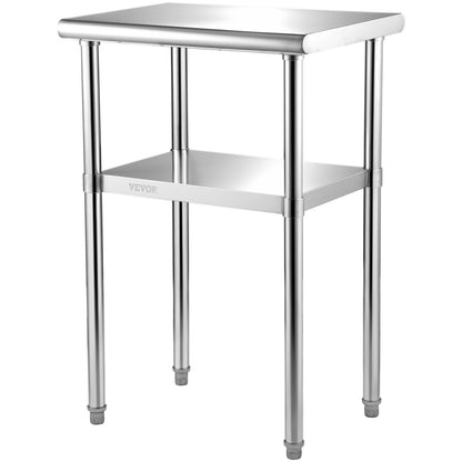 Stainless Steel Commercial Prep Table with Adjustable Undershelf, 0.65x0.46m