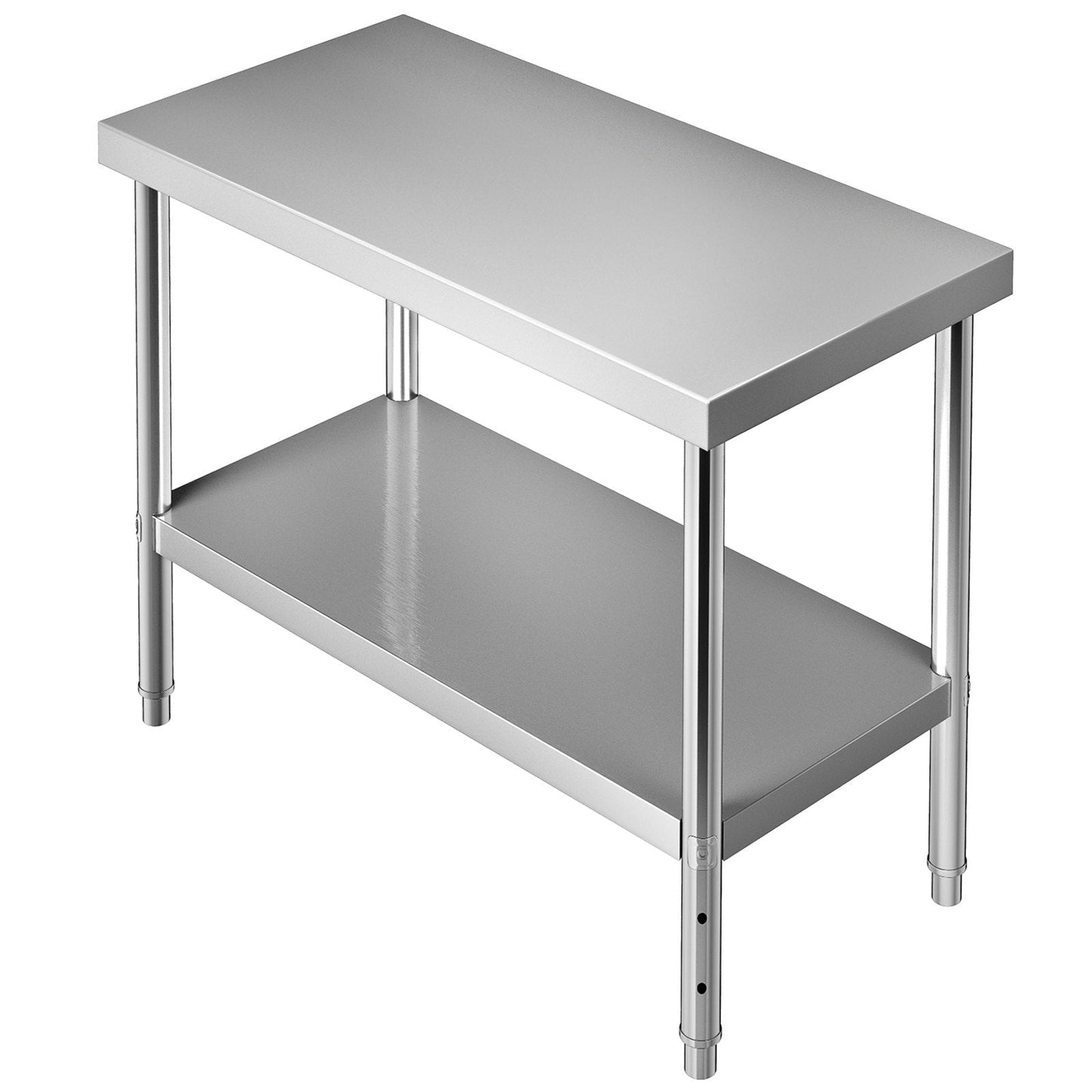 Heavy Duty Stainless Steel Worktable with Adjustable Undershelf, 250kg Capacity