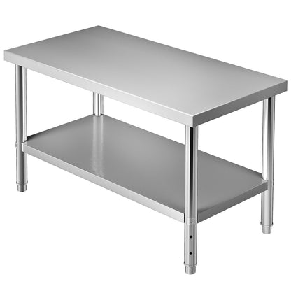 VEVOR Stainless Steel Prep Table, 122 x 76 x 87 cm, 250kg Load Capacity Heavy Duty