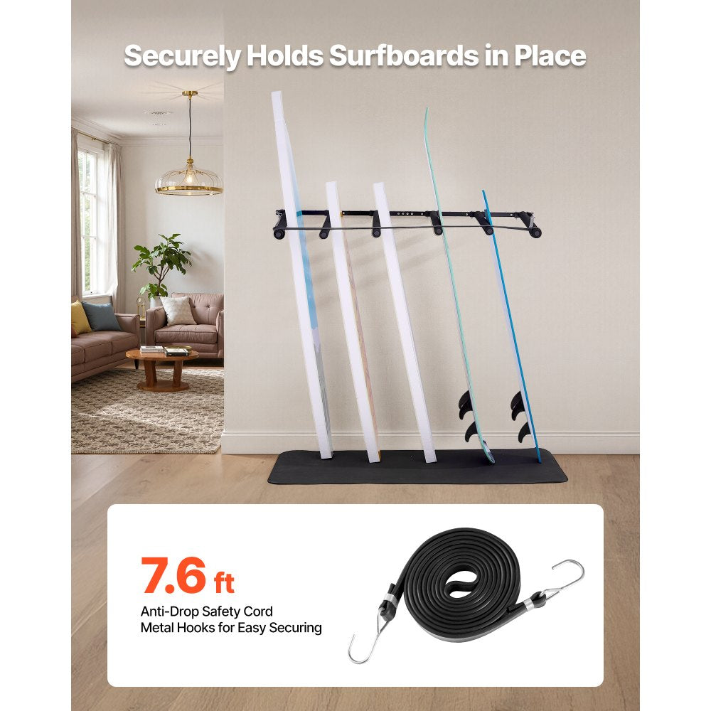 Surfboard Wall Mount 5 Tiers Vertical Surfboard Rack for Storage & Display